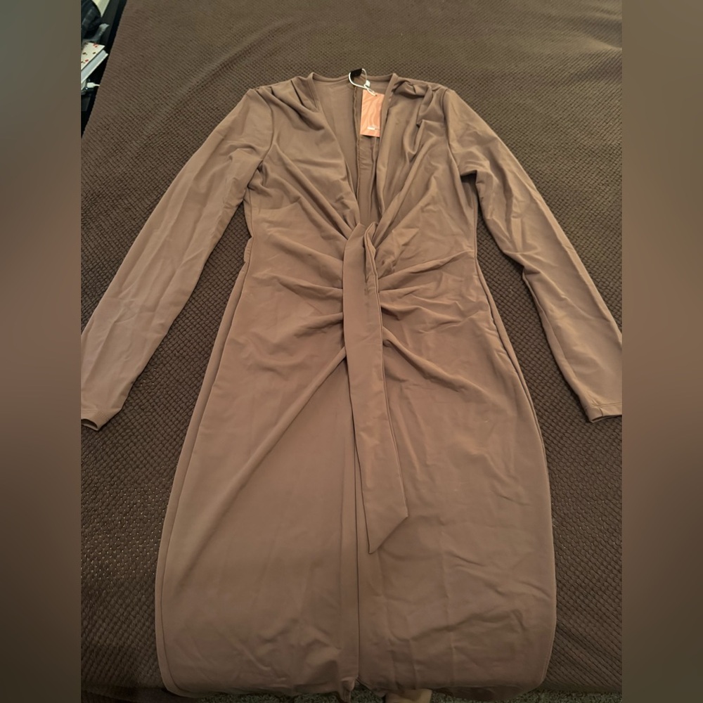 Brown synched maxi dress